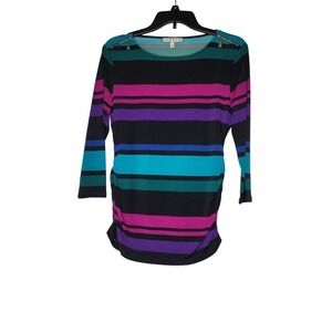 Chaus New York Women S Striped Rouched Top Retro Artsy Office‎ Career Preppy Y2K